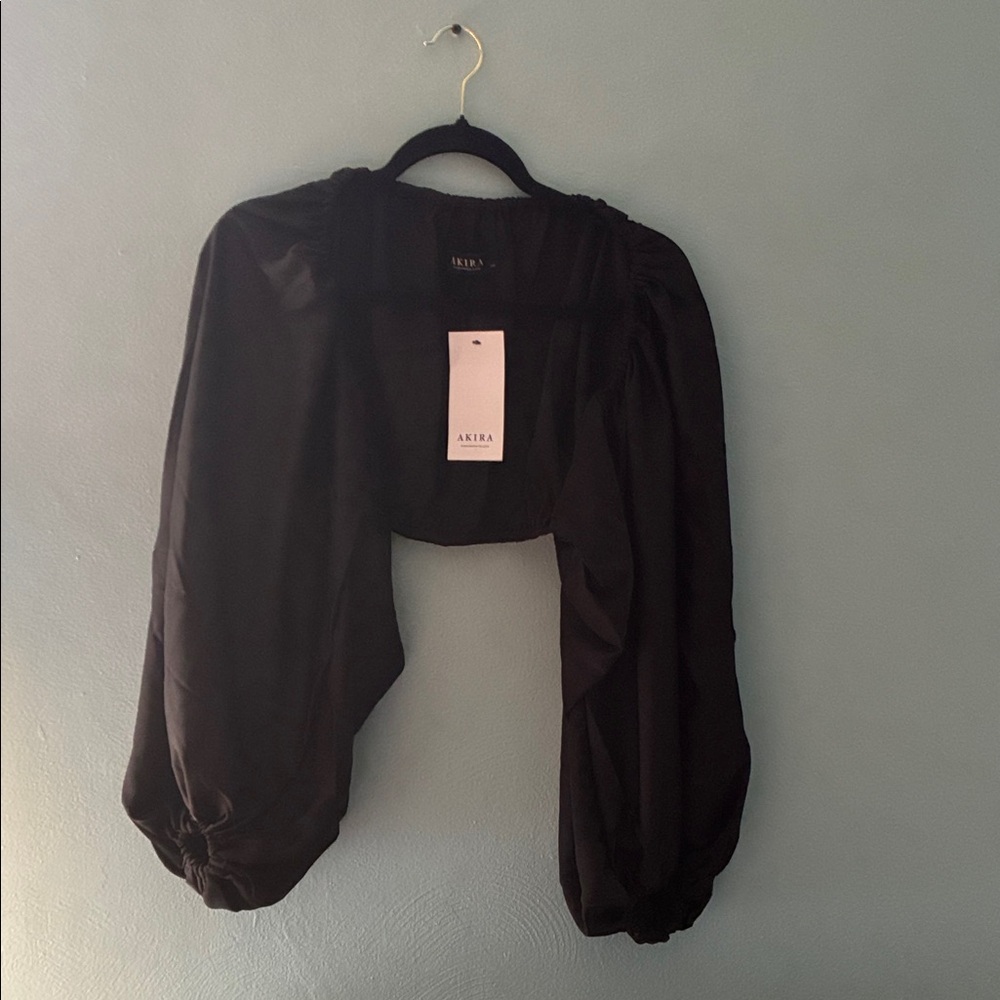 AKIRA Black Puff Sleeve Shrug-small